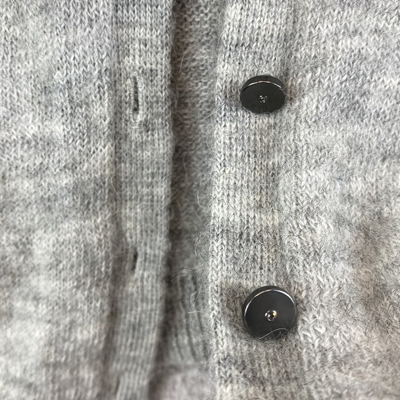 Vtg. J. Crew merino wool alpaca cardigan XS soft gray sparkle buttons pockets - Picture 3 of 11